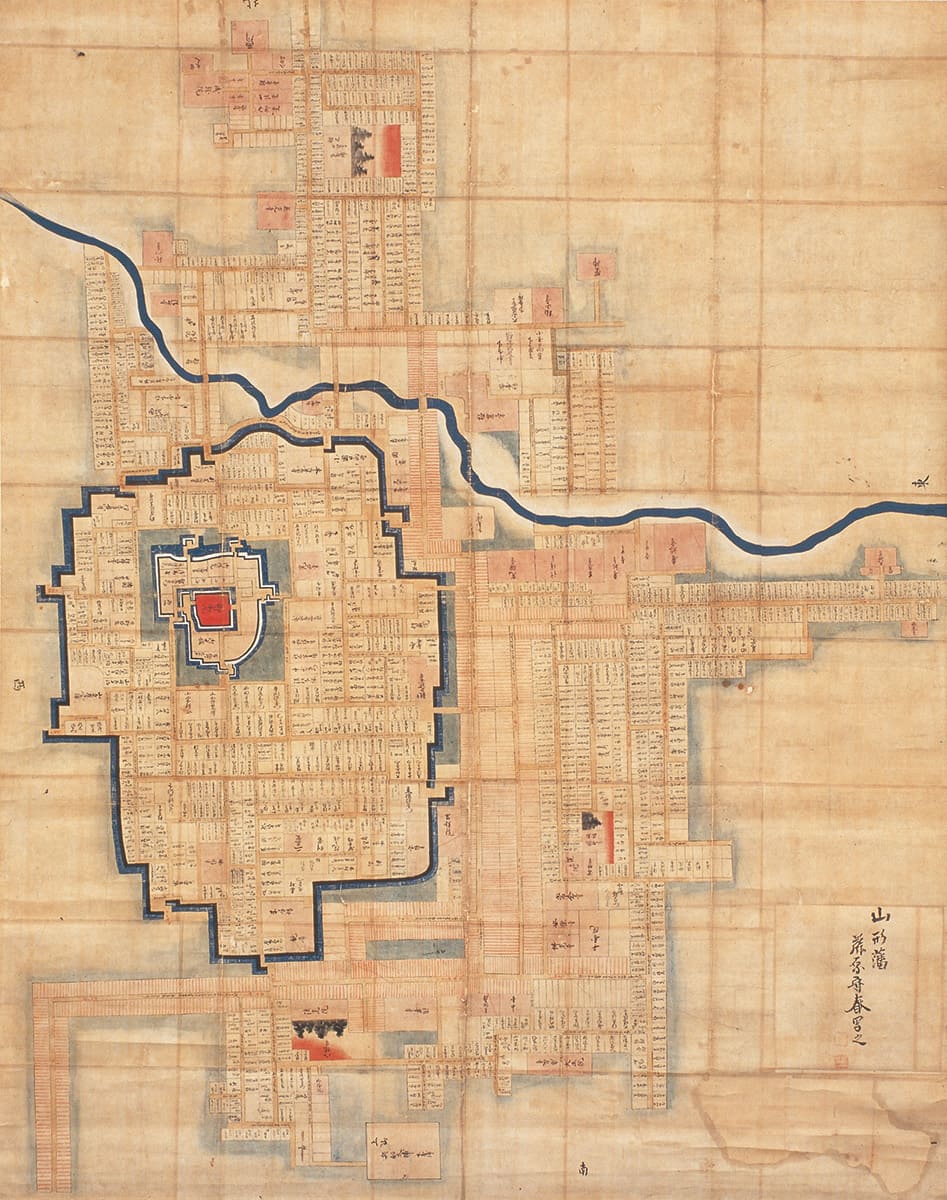 最上家在城諸家中町割図（山形県立図書館所蔵）