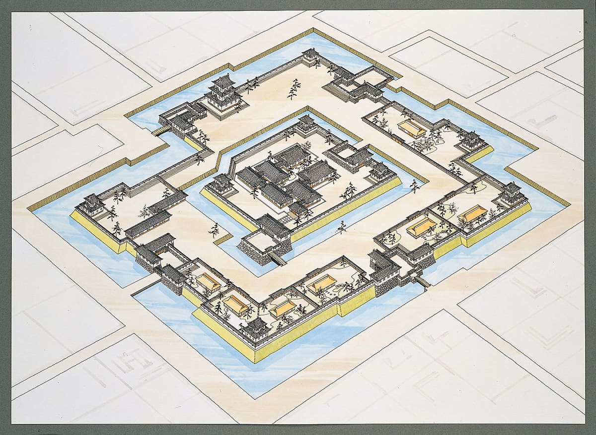 正保城絵図による山形城創造復元図（最上義光歴史館所蔵）