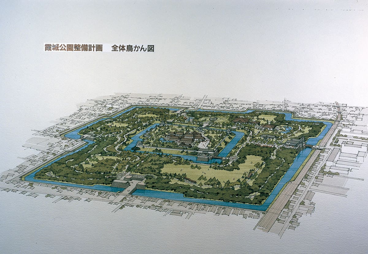 霞城公園整備計画全体鳥瞰図