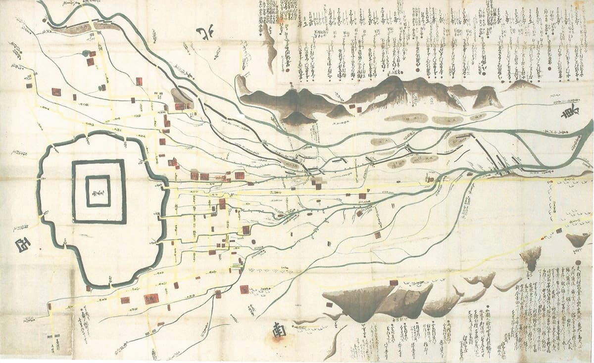 「馬見ヶ崎川五堰流路図」（小白川財産区所蔵）